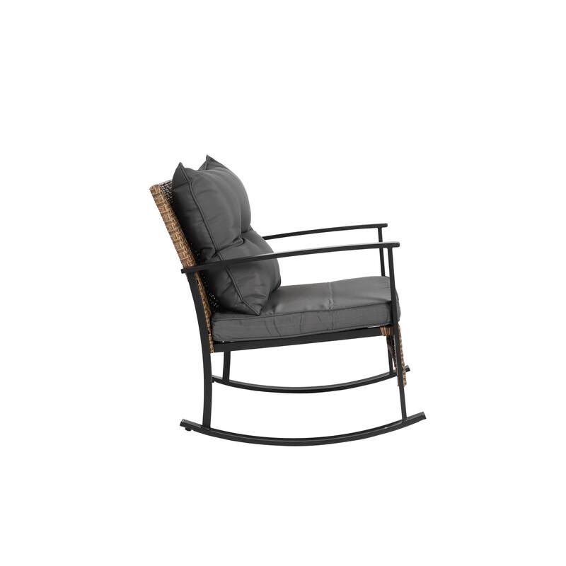 Wicker Rocking Chairs for Outdoors 3 Piece, Patio Rocking Chairs Set of 2, Patio Furniture Set, Small Outdoor Set