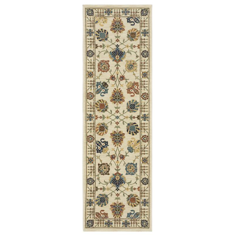 Style Haven Federica Floral Oriental Fringe Edge Area Rug - 2' 3" x 7' 6" - Ivory/ Multi - Runner