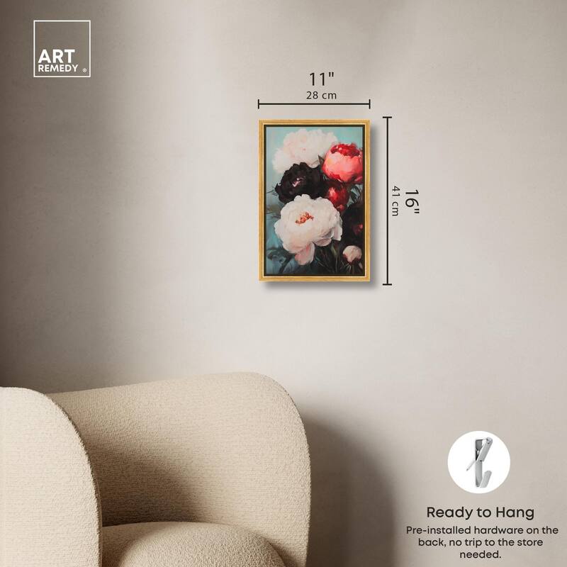 Three Shades of Peony II Canvas by Art Remedy