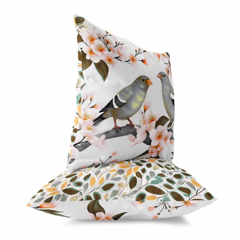 Silver And Orange Goldfinch Haven Indoor/Outdoor Throw Pillow Zipper