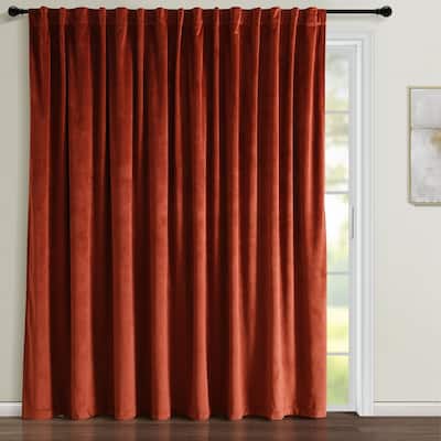 Lush Decor Prima Velvet Solid Light Filtering Back Tab-Rod Pocket Wide Width Single Curtain Panel (1Panel)