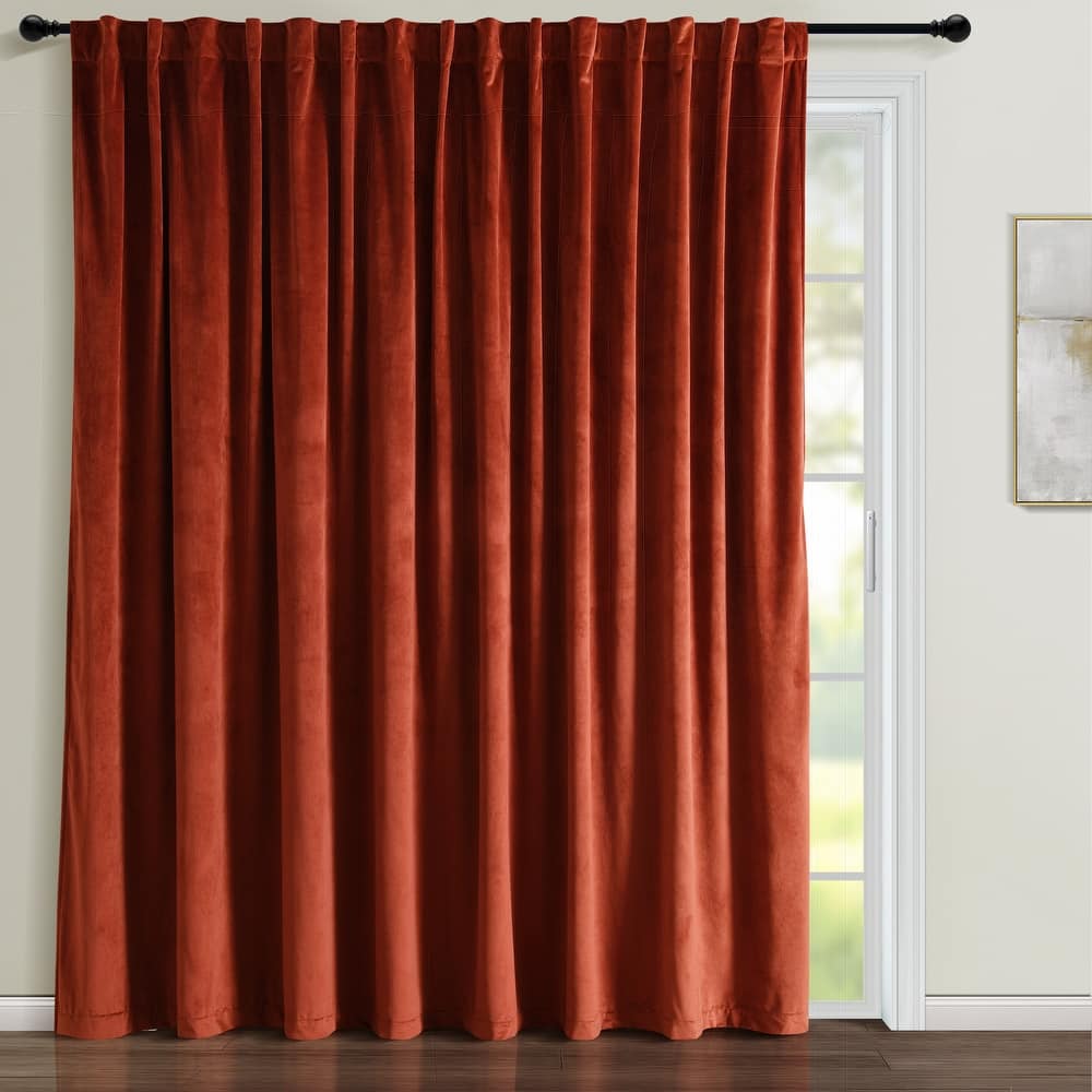 Lush Decor Prima Velvet Solid Light Filtering Back Tab-Rod Pocket Wide Width Single Curtain Panel (1Panel)