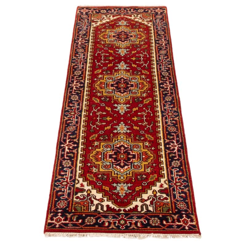ECARPETGALLERY Hand-knotted Serapi Heritage Red Wool Rug - 2'7 x 8'2