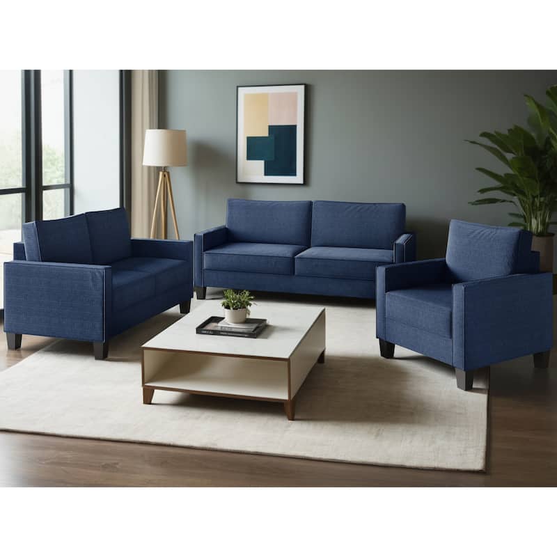 Clayfell Marcia Square Arm Living Room Set - Sofa - Blue