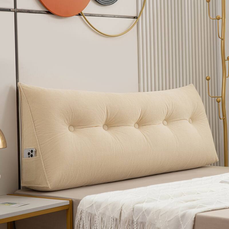 Polyester Headboard Throw Bed Rest Back Support Reading Pillow - 59"20" - Beige