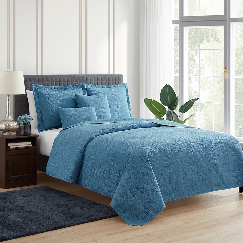 Clara Clark Bedspread Quilt Set - Grid Weave Pinsonic Lightweight Coverlet Set