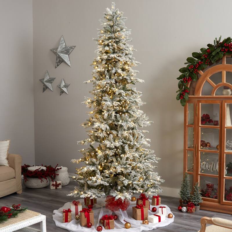 9.5' Slim Flocked Nova Scotia Spruce Christmas Tree - 9.6