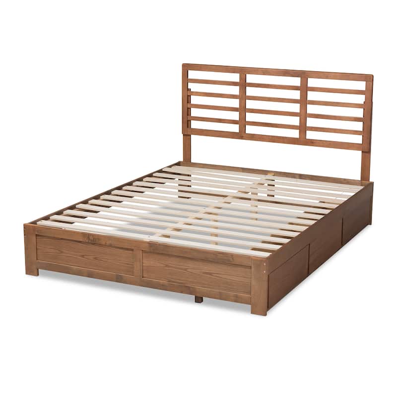 Piera Ash Brown Finished Wood 3-Drawer Platform Storage Bed