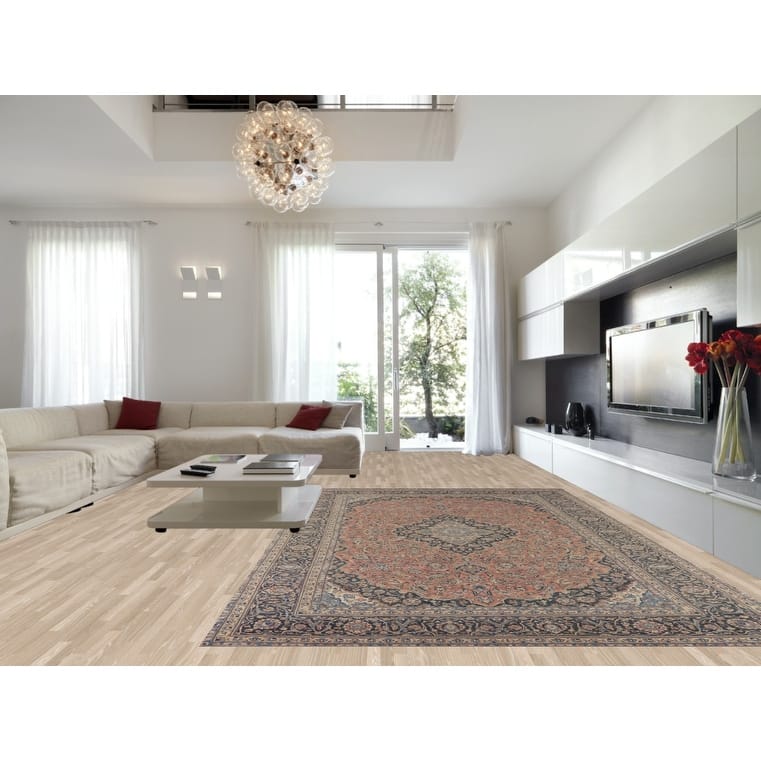 Pink Kashan Persian Large Vintage Area Rug Handmade Wool Carpet - 9'6" x 15'7"