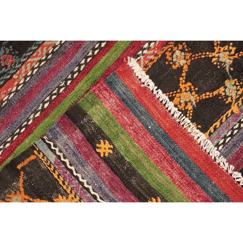 Hand Woven Oriental 100% Wool Carpet Southwestern Tribal Multi-Colored Kilim Area Rug - 8' 0'' X 6' 4''