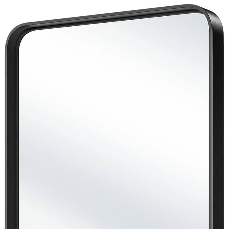 HomeRoots 30" Black Metal Floating Framed Bathroom Vanity Mirror - 21.60 in. x 29.50 in. x 1.30 in.