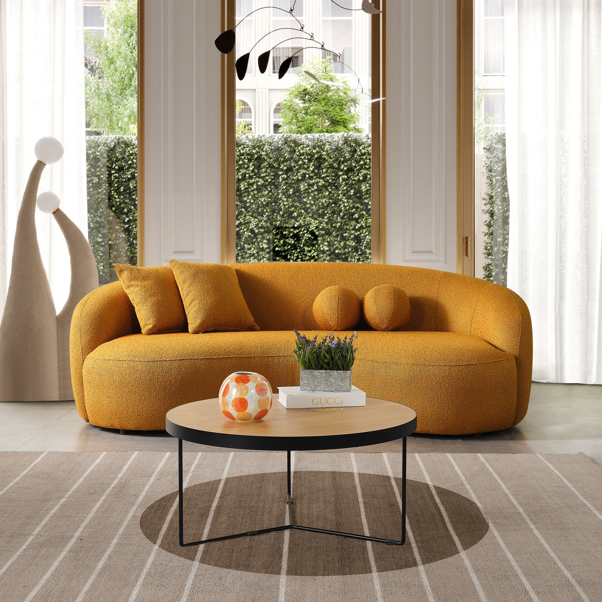 Blaine Japandi Style Luxury Modern Boucle Fabric Curved Sofa