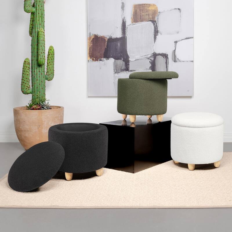 Corvair Upholstered Round Storage Ottoman