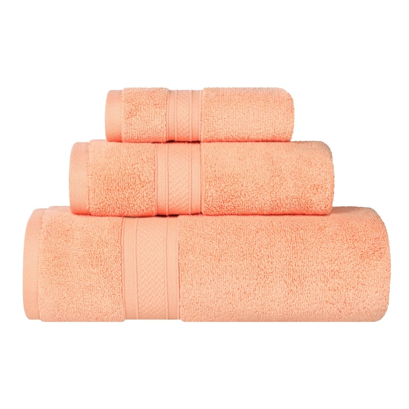 Superior Chevron Zero Twist Solid Cotton 3 Piece Bathroom Towel Set