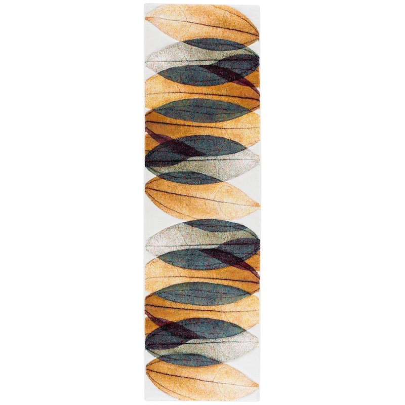 SAFAVIEH Hollywood Mergita Mid-Century Modern Abstract Rug - 2'3" x 8' Runner - Gold/Blue - Runner