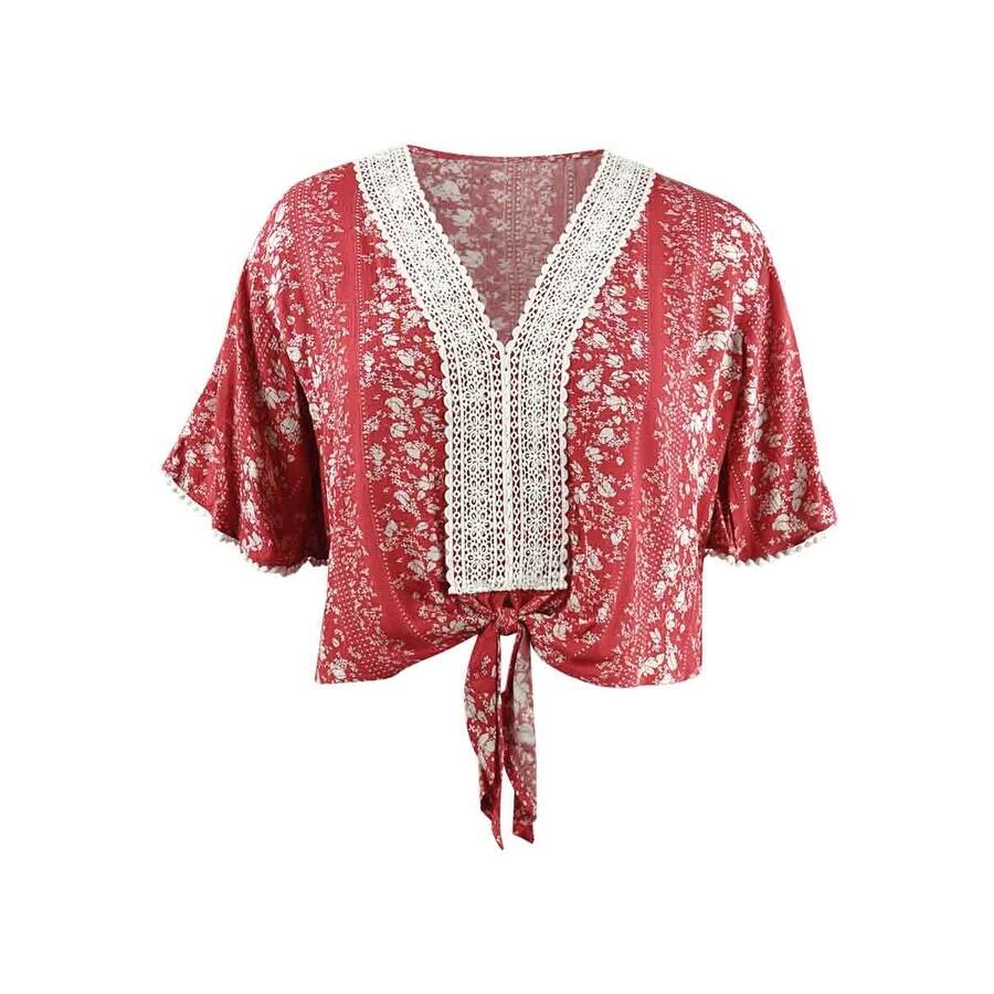 Gypsies & Moondust Juniors' Crochet Front Top