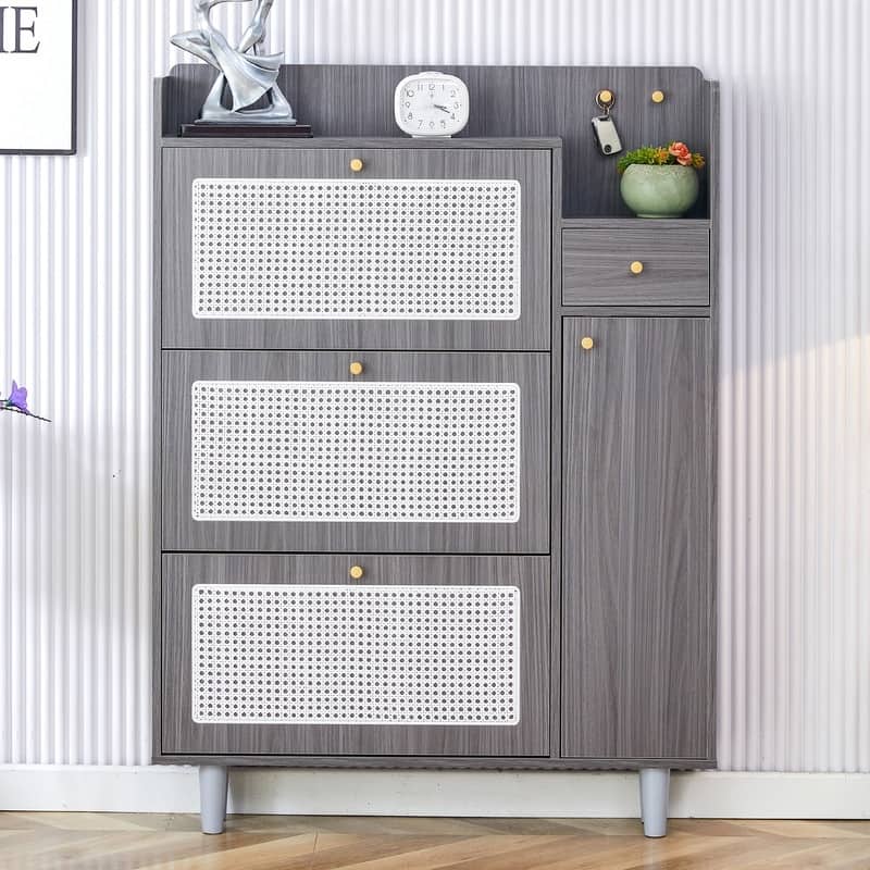 Modern Minimalist Storage Cabinet, Rattan Storage Cabinet, for Small Home Furniture in Living Rooms and Corridors Shoe Storage