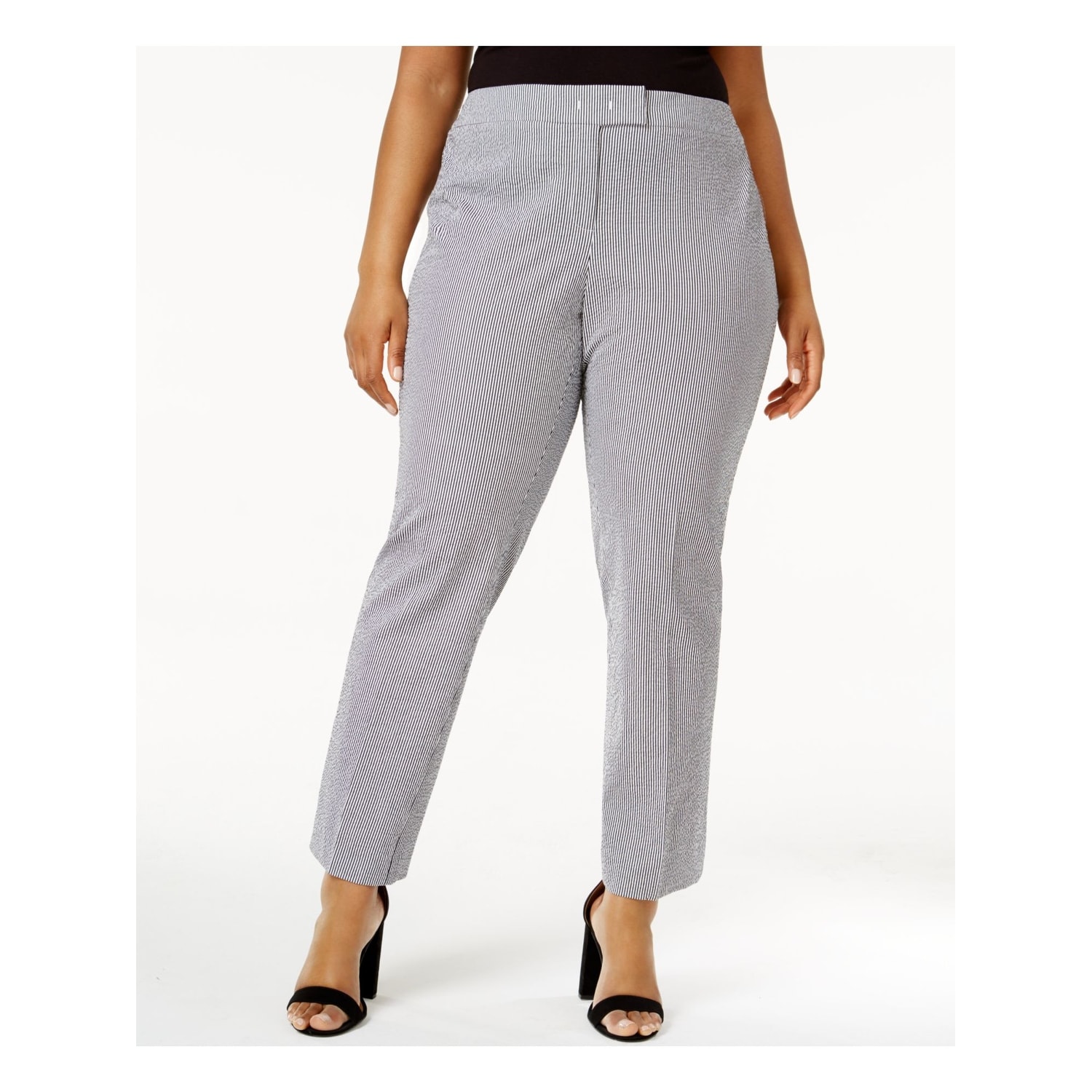 Shop Anne Klein Womens White Creased Straight Leg Wear To Work
