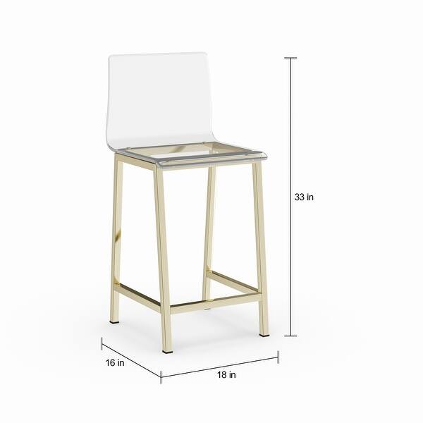 Silver Orchid Svendsen Clear Acrylic Counter Stool (Set of 2) Bed