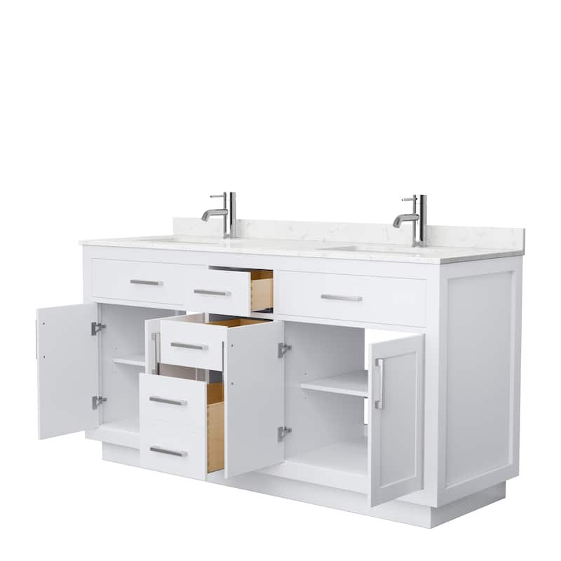 Beckett TK 66-inch Double Vanity, Cultured Marble Top