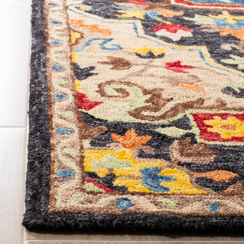 SAFAVIEH Handmade Aspen Rosmarie Boho Tribal Wool Rug - 2' x 3' - Charcoal/Cream