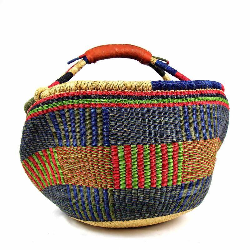 Handmade Large Market Basket, Mixed Colors