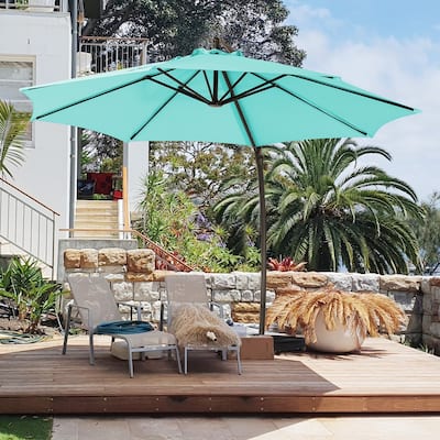 10 ft.Aluminum Curvy Cantilever Offset Hanging Patio Umbrella With Sandbag Base