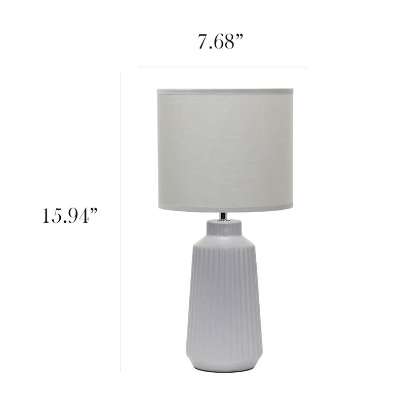 Textured Ceramic Table Lamp with Fabric Drum Shade Modern Faceted Base Compact Accent Lighting Multiple Colors