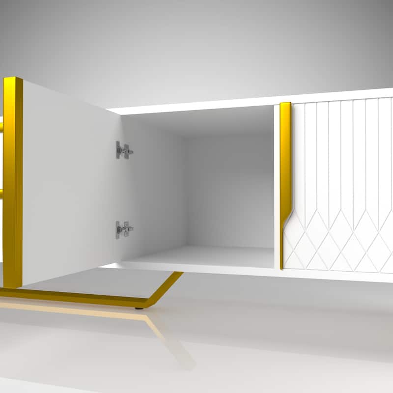 Modern 70.8" TV Console with Storage Cabinets and Metal Legs for Living Room for TVs Up to 70"