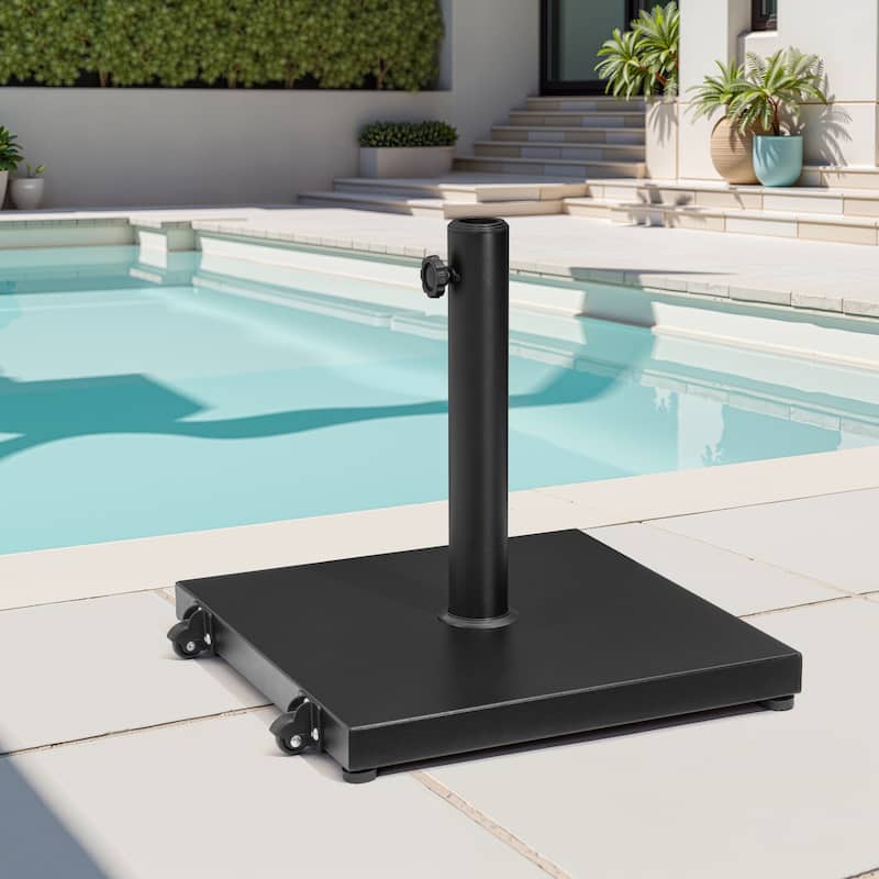 VredHom Square Concrete Market Umbrella Base Stand with Wheel