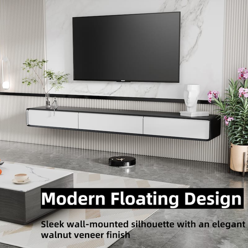 Modland 78" Modern Floating TV Stand Wall Mounted Media Control Center for Living Room - 78