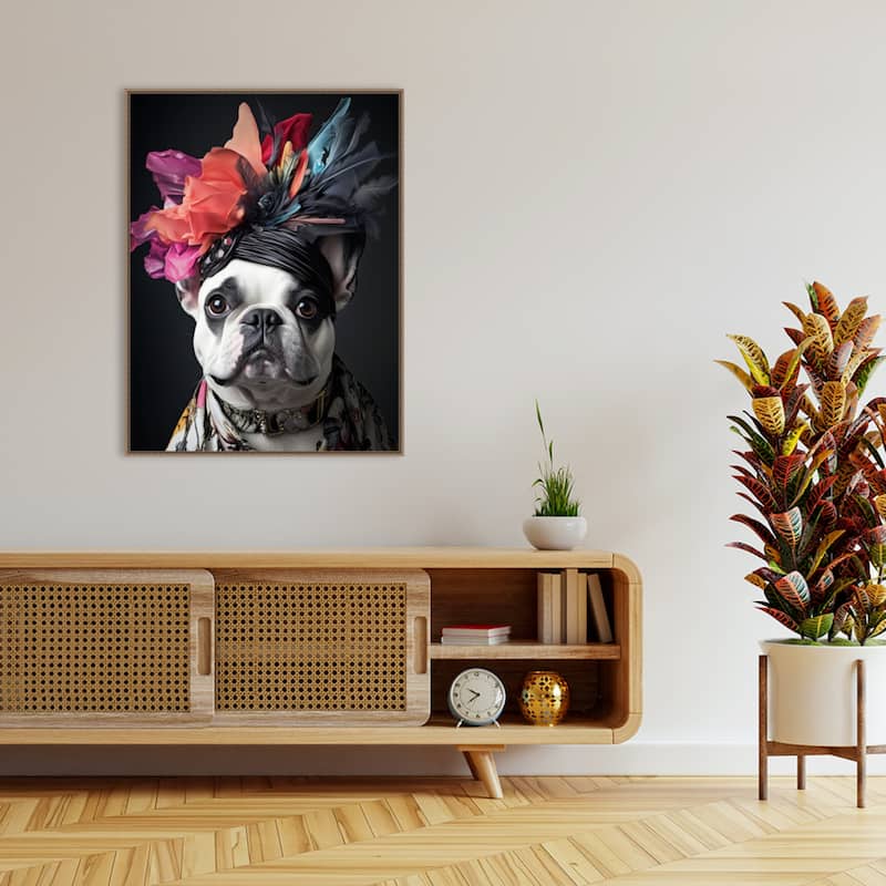 The Regal French Bulldog by Mowzu Framed Canvas Wall Art