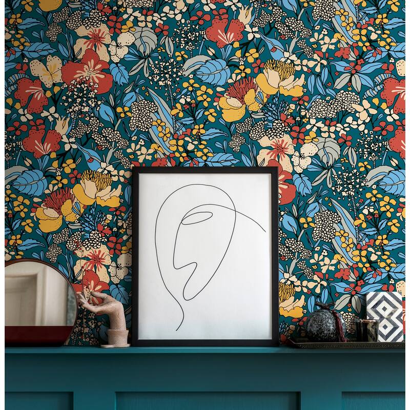 AS Creation Zetta Blue Floral Riot Wallpaper