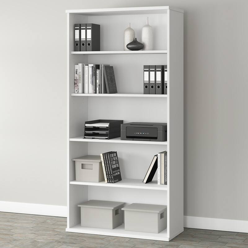 Studio A Tall 5 Shelf Bookcase by Bush Business Furniture - White