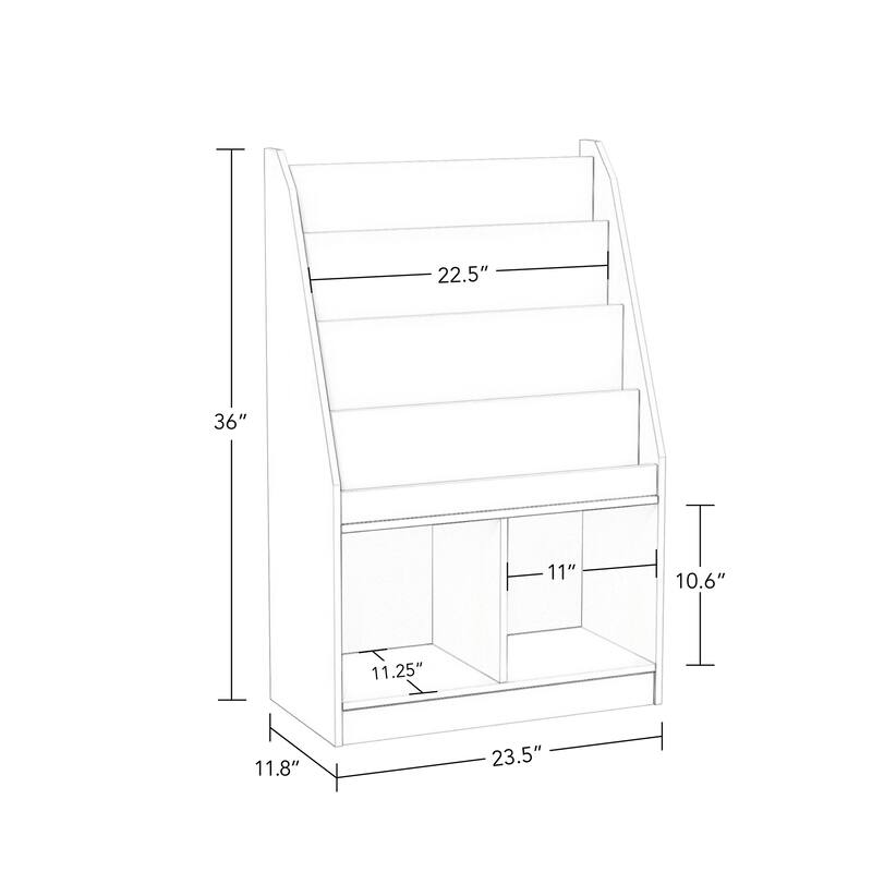 RiverRidge Kids Bookshelf and Toy Storage Organizer with 4 Racks and 2 Cubbies for Playroom, Nursery
