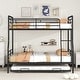 preview thumbnail 12 of 71, Full XL Over Queen Metal Frame Bunk Bed with Ladder and Guardrails Black with Trundle - Full