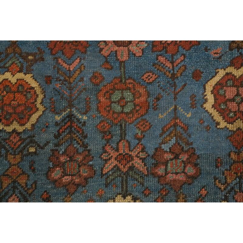 Hand Knotted Oriental 100% Wool Carpet Traditional Floral Navy Blue & Blues Heriz (serapi) Area Rug - 10' 10'' X 8' 6''