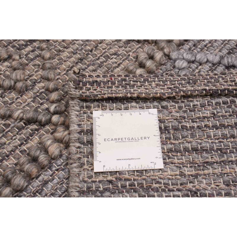 ECARPETGALLERY Braid weave Sienna Taupe Wool Rug - 2'8 x 10'2