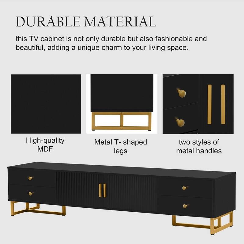TV Stand for 65+ Inch TV, Entertainment Center TV Media Console Table, Modern TV Stand with Storage