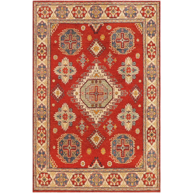 Southwestern Kazak Gabrielle Rust/Beige Wool Rug - 8'0'' x 9'8''