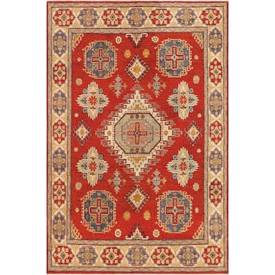 Southwestern Kazak Gabrielle Rust/Beige Wool Rug - 8'0'' x 9'8''