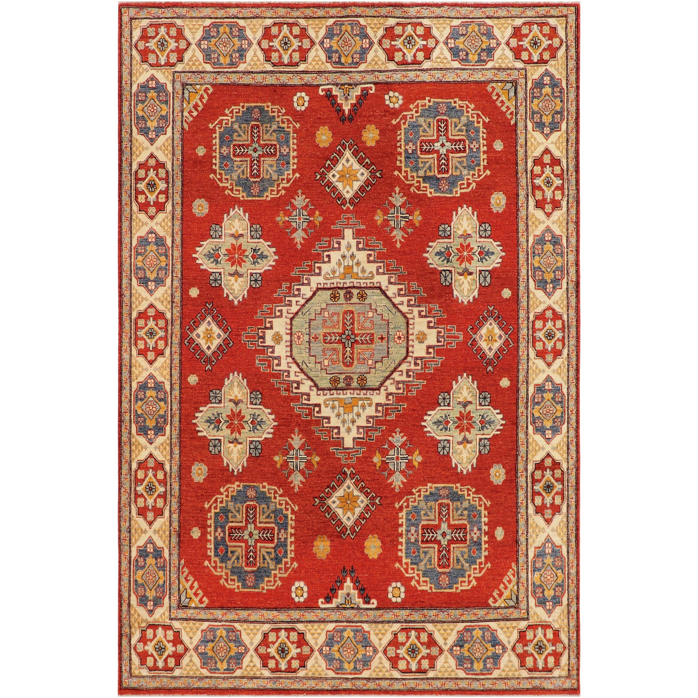 Southwestern Kazak Gabrielle Rust/Beige Wool Rug - 8'0'' x 9'8''