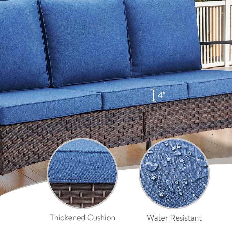 Gymojoy Industrial Style Premium Outdoor 3-Seat Rattan Sofa