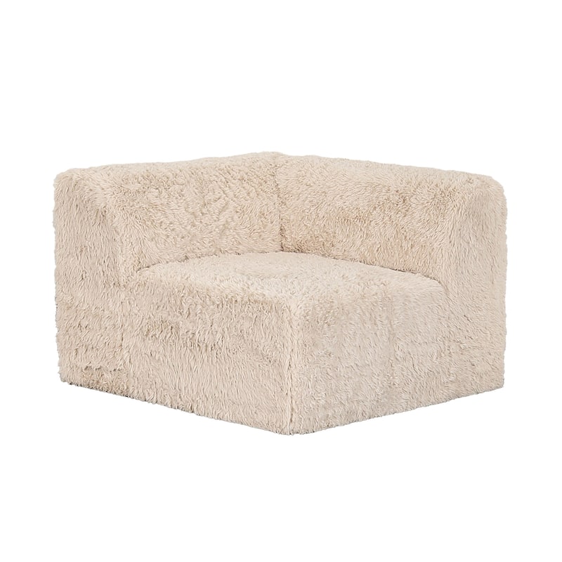 Furniture of America Ylena Modern Faux Fur Foam Modular Compressed Sofa Chair