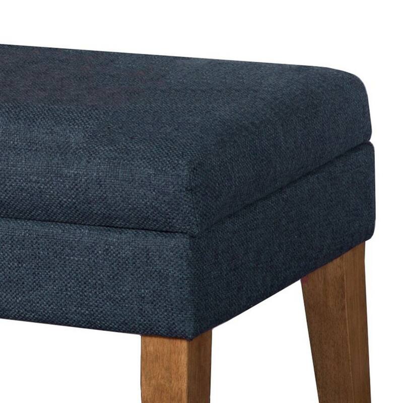 Fabric Upholstered Wooden Bench with Lift Top Storage, Navy Blue
