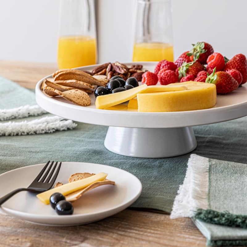 over&back Semi-Matte Stoneware Round Cake Stand