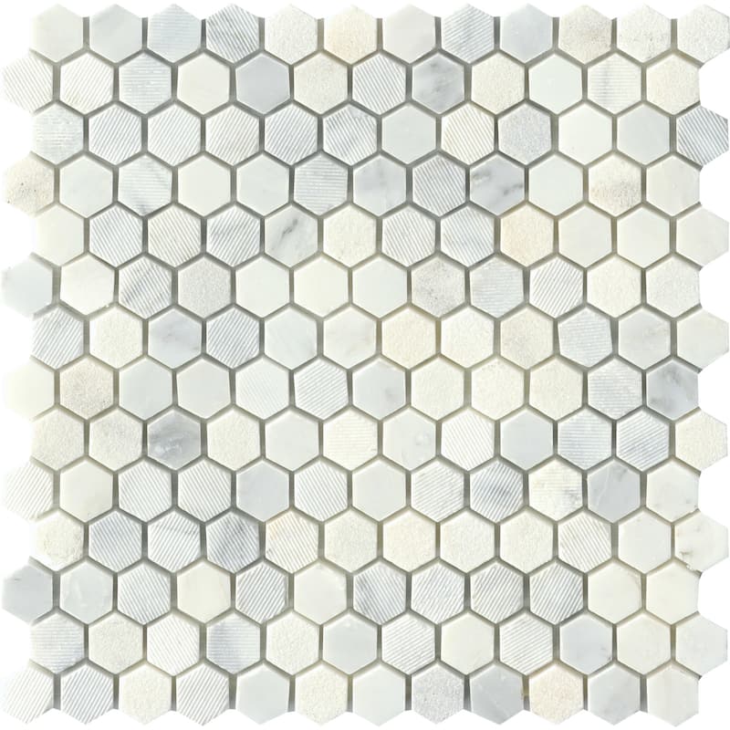 Emser Tile Marble - 12" x 12" Hexagon Geometric Mosaic Wall Tile -