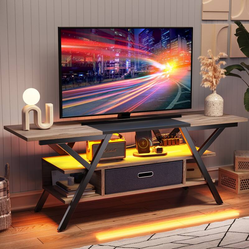 55 inch LED TV Stand for TVs up to 65 inch Media Console Entertainment Center with Drawer