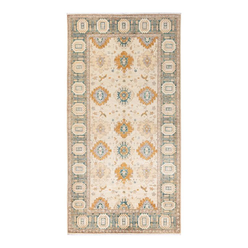 Overton Hand Knotted Wool Vintage Inspired Modern Contemporary Eclectic Ivory Area Rug - 6 x 9