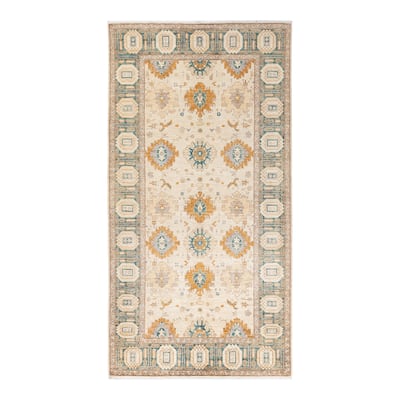 Overton Hand Knotted Wool Vintage Inspired Modern Contemporary Eclectic Ivory Area Rug - 6 x 9